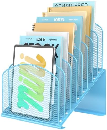 Sinboun Inclined Desk File Organizer Folder Holder with 8-Section, Blue by Sinboun