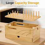 Homde Office Charging Station Organizer: 2 Layer Charger Holder (Natural) - Image 2