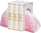 Rose Quartz Bookends Decorative Pink Crystal Stone Book Holders Heavy Duty by FZBHRO