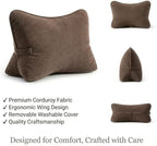 Pat. Pend. Corduroy Lumbar Support Pillow for Recliner, Sitting & Relaxing, Triangle Cushion for Sofa, Couch or Bed, Reading Pillow with Removable Washable Cover, Chocolate - Image 5