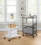 SunnyPoint 3-Tier Rolling Utility Cart – Metal Storage Organizer with Wheels, Mobile Kitchen Cart, Office & Home Organizer, Black, 12" D x 16.92" W x 31.1" H - Image 5