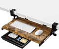 ETHU Small Keyboard Tray Under Desk with Metal Rail, 19.7x11.8", Walnut by ETHU