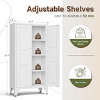 Letaya Metal Storage Cabinet with Doors and Shelves,47.3" H Bathroom Floor Kitchen Pantry Utility Cupboard Dining Home Office/Garage Organizers,White - Image 3
