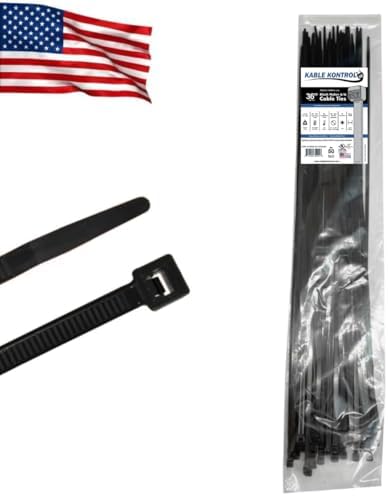 Kable Kontrol Made in USA Cable Ties, 36 Inch 50 Pcs, 175 Lbs Test – Black by KABLEKONTROL%C2%AE