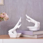 White Legs Sculpture Bookends for Shelves, Modern Book Ends Decorative - Image 4
