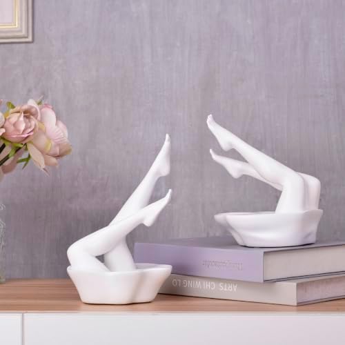 White Legs Sculpture Bookends for Shelves, Modern Book Ends Decorative - Image 4
