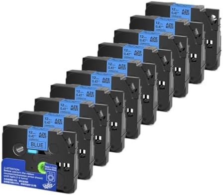Compatible for Brother TZE-231 12mm Label Tape, 5-Pack, for PT-H110 P-Touch Label Printer, TZE-231/221/241/335, GreenCycle(Black on Blue-10PK,12mm) by Unknown