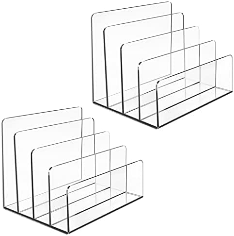 Acrylic Desk File Organizer 2 Pack, 4 Section Letter Organizer - Image 6