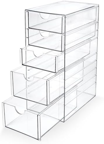 Prsildan Hair Accessories Organizer Acrylic Drawer with 5 Small Drawers by Prsildan