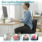Memory Foam Seat Cushion,Office Chair Cushion with Lumbar Support for Back Pressure Relief, Car Seat Cushion with Adjustable Strap,Sciatica Pad Cushions for Car,Truck, Desk,Gaming Chair - Image 2