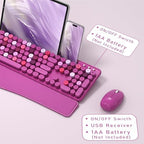 Wireless Keyboard and Mouse Combo with Phone Holder (Rose-Red) - Image 6