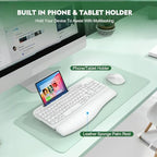 Wireless Keyboard and Mouse Combo, Full-Sized Ergonomic Wave Keys Keyboard with Memory Foam Wrist Rest & Phone Holder, 2.4G Quiet Keyboard Mouse Work Setup for PC Laptop, Office or Home (White) - Image 5