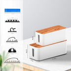 Cable Management Box 2 Pack with 16 Cable Clips Set-Large & Medium & Small Wooden Style Cable Organizer Box to Hide Wires&Power Strips | Cord Organizer Box | Cable Organizer for Home & Office [White] - Image 2