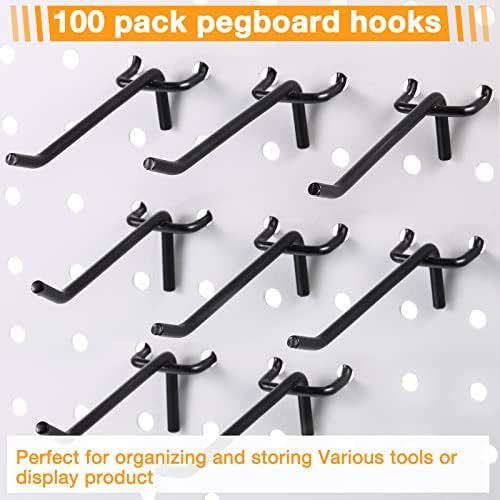 Shimeyao 100 Pcs Peg Board Hooks Stainless Steel Pegs,4 Inch,Black - Image 5