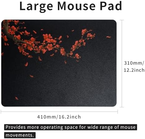 XVX Glass Gaming Mousepad, Black Plum Blossoms Hard Mouse Pads for Gaming, Professional Large Mouse Mat 16.2" x 12.2", Special Glass Surface with Improved Precision and Speed - Image 2