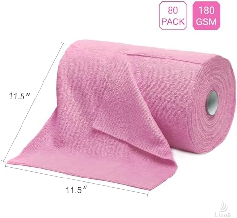 LIVOS Microfiber Cleaning Cloth Roll - 80 Pack, Reusable Paper Towels Pink Tear Away, Microfiber Towels for Cars, Super Absorbent Lint Free Cleaning Rags for House, Kitchen, Window-11.5"x11.5" - Image 4