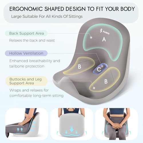 Car Seat Cushion and Lumbar Support Pillow, Larger Memory Foam Seat Cushion, Ergonomic L-Shaped Design Cushion for Back Pain Relief, Non-Slip Driving Cushion for Car, Office, Truck, Wheelchair-Gray - Image 6