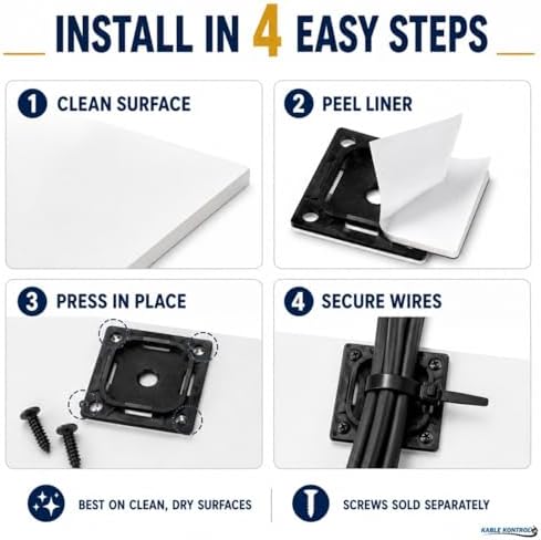 Kable Kontrol Zip Tie Mounts, 1-1/2” Black, 2500 Pcs Adhesive Backed - Image 5