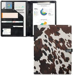 Cow Print Portfolio Folder, PU Leather Padfolio Business Document Organizers A4 Letter Size with Writing Pad for Interview Resume Conference Presentation - Image 2