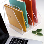 Febwind Clear Acrylic Vertical File Organizer, 4 Compartment Desk Organizer Magazine Holder, Thick Transparent Folder Rack for Documents, Books, Files for Office Home Classroom - Image 6
