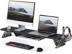 Fenge Dual Monitor Stand, Wooden Desk Shelf with Headphone & Phone Holder by Fenge