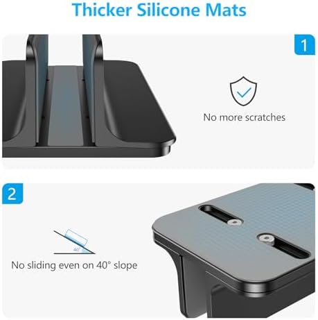 OMOTON Vertical Laptop Stand Holder, Adjustable Dock for MacBook, Black - Image 4