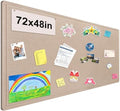Foldable Large Bulletin Board, 72x48 Inches Cork Board Alternative, Large Felt Board Decorative Pin Board for Wall, Foldable Photo Board Self-Adhesive Vision Board with 36 Pushpins Khaki by bcabo