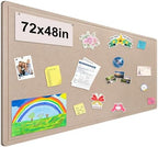 Foldable Large Bulletin Board, 72x48 Inches Cork Board Alternative, Large Felt Board Decorative Pin Board for Wall, Foldable Photo Board Self-Adhesive Vision Board with 36 Pushpins Khaki by bcabo