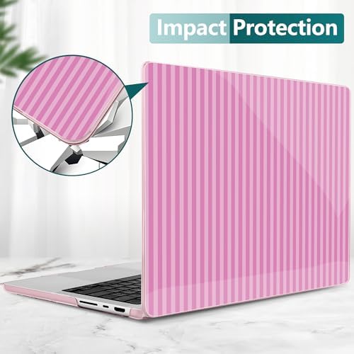 DONGKE Compatible with MacBook Pro 16 Inch Case (2026-2021 Release, M5 M4 M3 M2 M1 Pro/Max Chip), Plastic Hard Shell with Keyboard Cover & Screen Protector for MacBook Pro 16", Pink Stripes - Image 5
