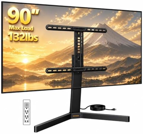 Perlegear Swivel TV Stand with Power Outlet for 42–90" TVs up to 132 lbs by Perlegear