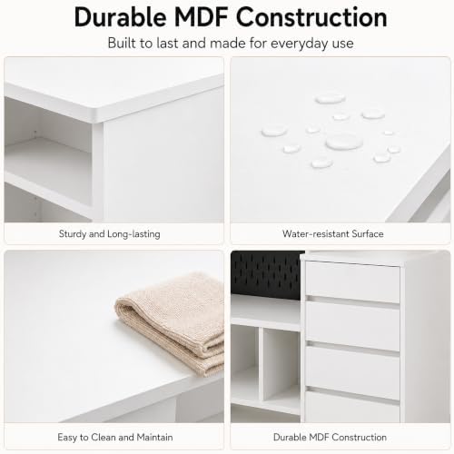 51.6" White Corner Computer Desk with Drawers for Home Office - Image 6