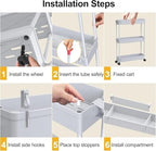 SPACELEAD 2-piece Set Slim Storage Cart 3 Tier,Bathroom Organizer Rolling Utility,Mobile Shelving Unit Slide Out for Office, Kitchen, Laundry Room & Narrow Places - Image 5