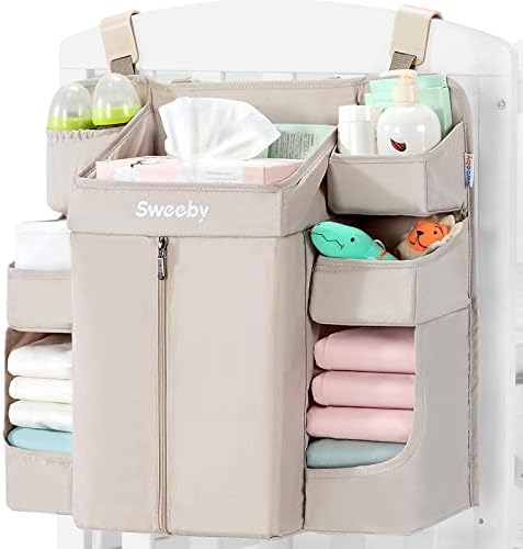 Sweeby Diaper Organizer for Changing Table and Crib - Nursery Diaper Stacker Hanging Caddy for Baby Essentials by Sweeby