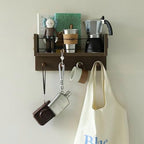 Entrance Coat Rack ，Coat Hooks, Wall-Mounted Wooden Hook Rack, Wall-Mounted Shelves are Very Suitable (Walnut Color Finish-B-1) - Image 4