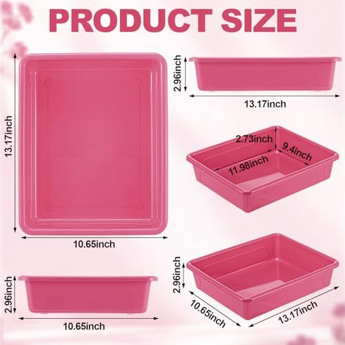Novabright 6 Pack Pink Letter Size Flat Storage Organizer Trays Bins - Image 2
