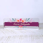 Artblox Office Desk Name Plate Personalized | Custom Name Plates for Desks | Wild Flowers Design On Clear Acrylic Glass | Office Desk Decor - (8" x 2.5") - Image 2