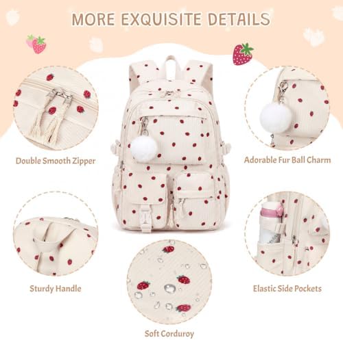 4PCS Corduroy Backpack for Girls with Leakproof Bento Box - Image 4