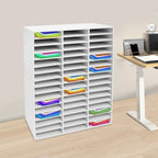 PVC Literature Organizer with 48 Compartments, Student Mailbox for Classroom, Desktop Paper Organizer for Office Home School, Mail Sorter with Adjustable Shelves, White - Image 2