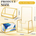 Watersay Gold Glass Brochure Holder and Business Card Rack Set, 4 x 8 '' - Image 3
