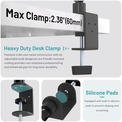 Adjustable Phone Stand,3-Stage Long Arm Holder Heavy Duty Desk Clamp Mount - Image 4