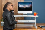 Rocelco 32" Height Adjustable Standing Desk Converter - Quick Sit Stand Up Dual Monitor Riser - Gas Spring Assist Tabletop Computer Workstation - Large Retractable Keyboard Tray - White (R ADRW) - Image 4