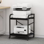2 Tier Large Printer Stand, 20 x 20 Inches Printer Table with Storage Shelf, Rolling Printer Cart with Wheels for Home Office, Scanner Fax (Black) by Vokumba
