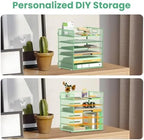 Daltack 6-Tier Paper Organizer for Desk with Handle, Green, 2 Pack - Image 5