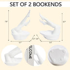 White Legs Sculpture Bookends for Shelves, Modern Book Ends Decorative - Image 3