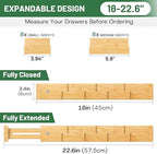 kiplant Kitchen Drawer Dividers - Adjustable Drawer Organizer for Clothes, Kitchen, Closet & Office - 8 Pack with Inserts, 18-22.6 Inches, Non-Slip Silicone Ends - Image 2