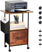 Purple Llama Printer Stand with Storage, 22" L×15" W×30" H, Rustic Brown by Purple+Llama