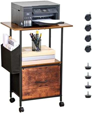 Purple Llama Printer Stand with Storage, 22" L×15" W×30" H, Rustic Brown by Purple+Llama