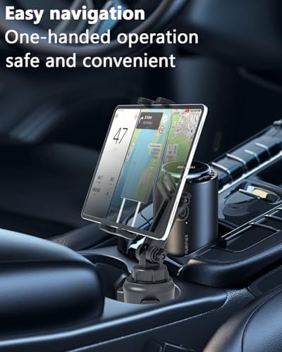 Charchendo Adjustable Extendable Cup Holder Tablet Stand - 4-12.9 inch Tablet & Phone Mount, Non-Slip Secure Clamp, for Car/Truck, Fits iPad Pro/Air/Mini, Samsung Galaxy Tab - Image 6