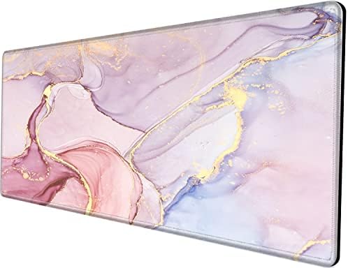 Gaming Mouse Pad Giant 48x24 Desk Mat Oversized Large Mousepad Jumbo Huge Desk Pad Pink Marble Protector Mat XXXL Non Slip Computer Mat for Wireless Desktop Work by BBSujane