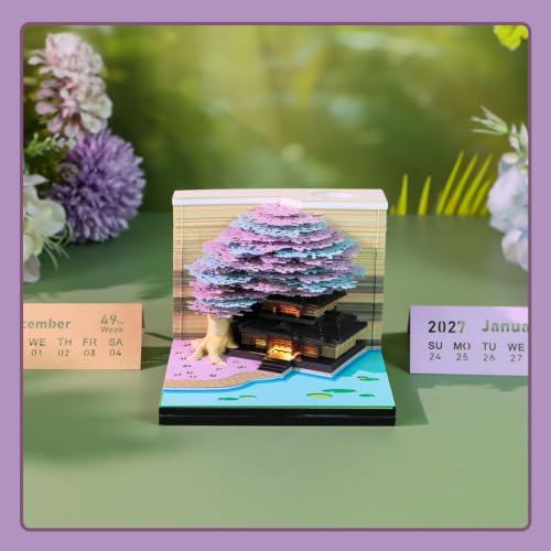 3D Calendar 2027,3D Desk Calendar Memo Pad 2027,3D Art Calendar Memo Pad 2027,Time Piece calendars 2027,3D Paper Art Notepad,Four Seasons Tree Desktop Decoration,New Year,Christmas Gift (Four Seasons Tree（Purple）) - Image 6